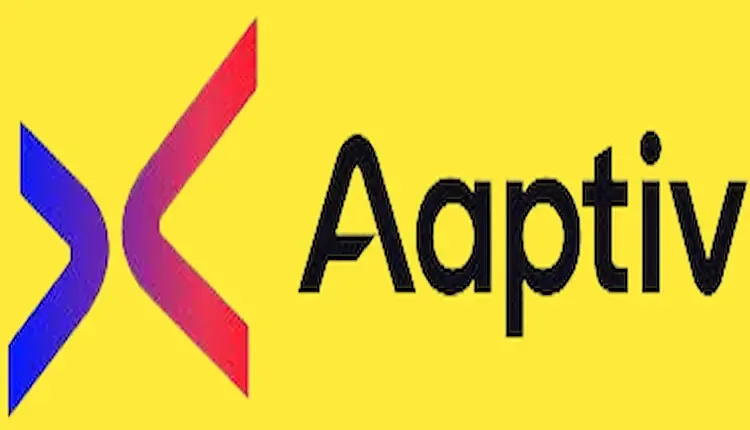 An image with a yellow background written on it Aaptiv and the application logo