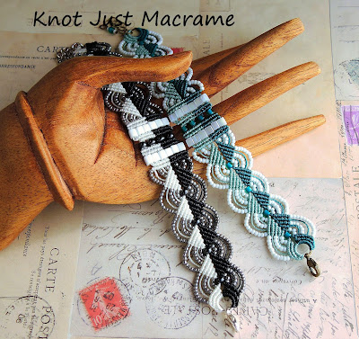 Two tone micro macrame bracelets by Sherri Stokey of Knot Just Macrame
