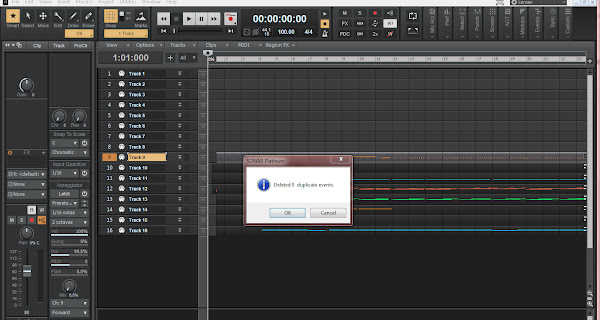 Cara Mudah Menghapus Duplikat Note Secara Otomatis  Di Cakewalk Sonar Platinum
