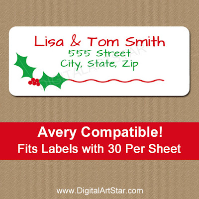 Digital Art Star: Printable Party Decor: New! Printable Christmas Return Address Labels