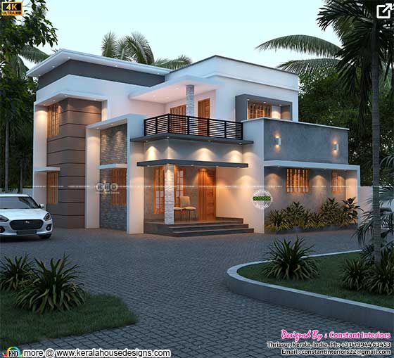 Modern contemporary house rendering 2000 square feet area