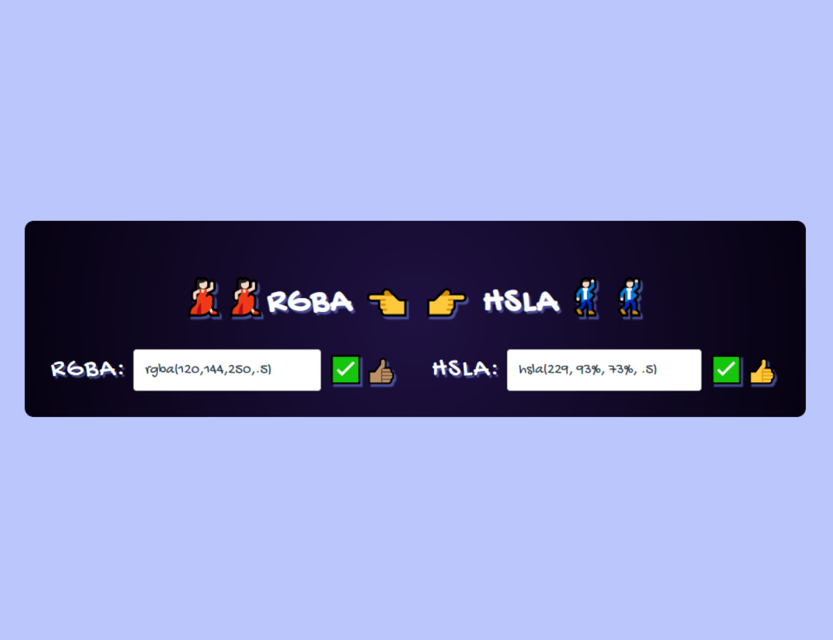 RGBA To HSLA & HSLA to RGBA Converter