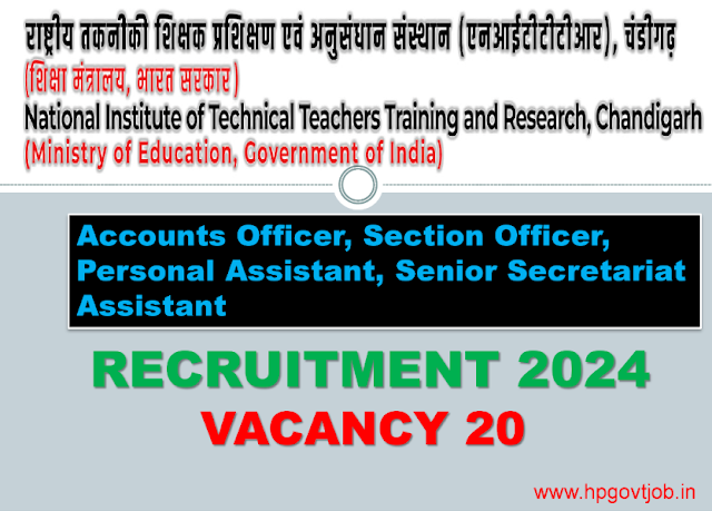 NITTTR Chandigarh Recruitment 2024