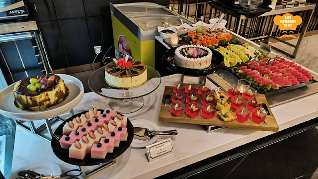 Fresh Fruits, Cakes and Ice Cream Selection
