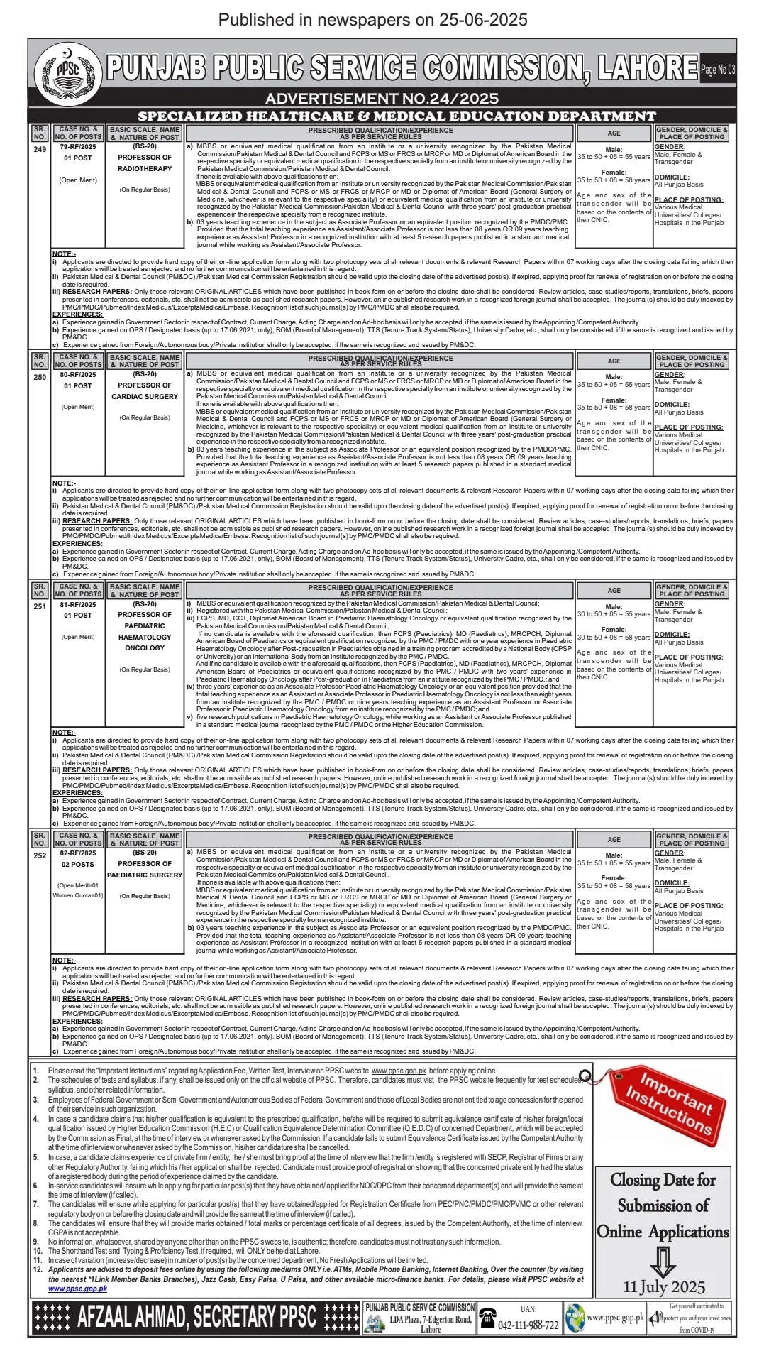 PPSC Specialized Health Care and Medical Education Department Page-2