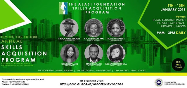 THE ALASI FOUNDATION SKILLS ACQUISITION PROGRAM FOR LAGOS STATE RESIDENTS 2019