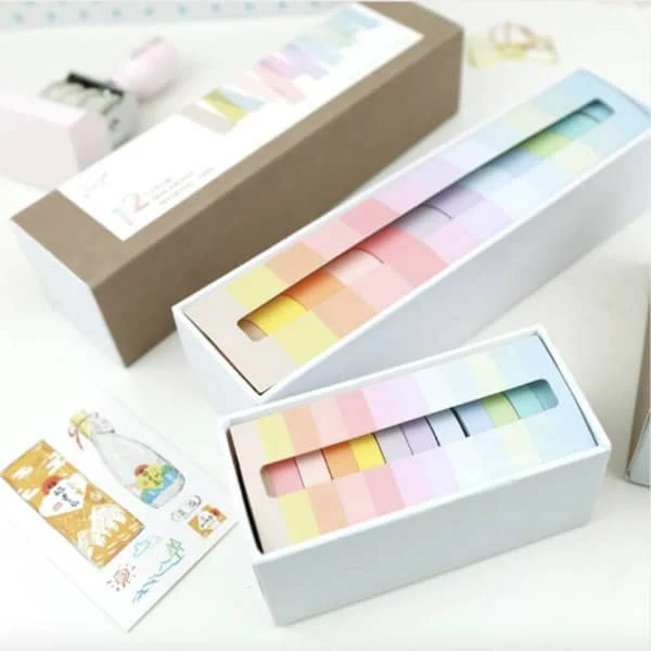 12 piece Macaron Solid Color pastel washi tape set