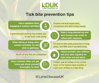 infographic with tick bite prevention tips from Lyme Disease UK