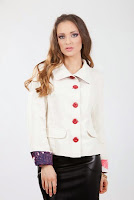 Jacheta alba din stofa de lana CR0712WC (Ama Fashion)