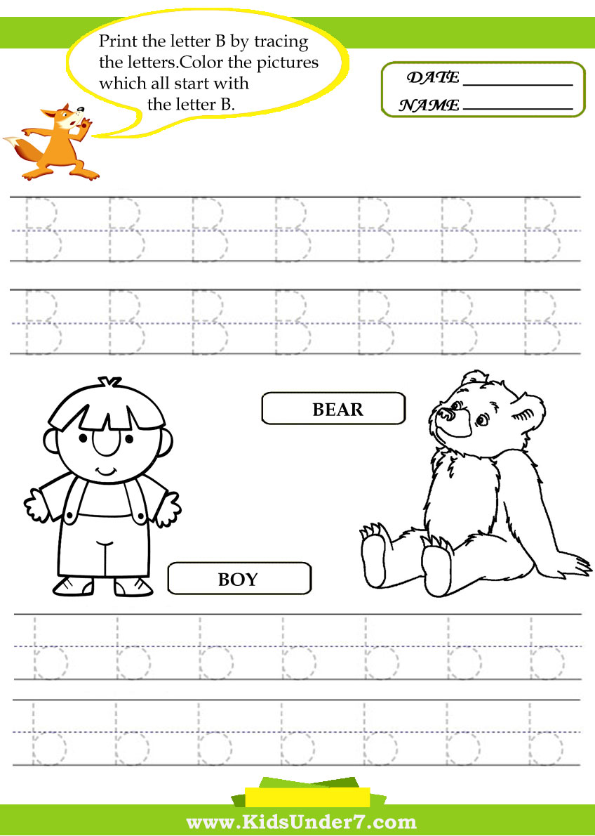 tracing letter b worksheets for kindergarten mmbah