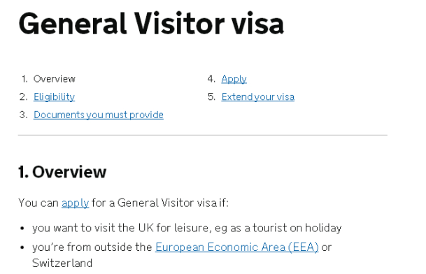 Visa para turismo general