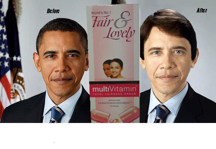 Obama funny photos after he use fair and lovely