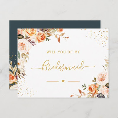  Autumn Gold Floral Be My Bridesmaid Proposal Invitation Postcard