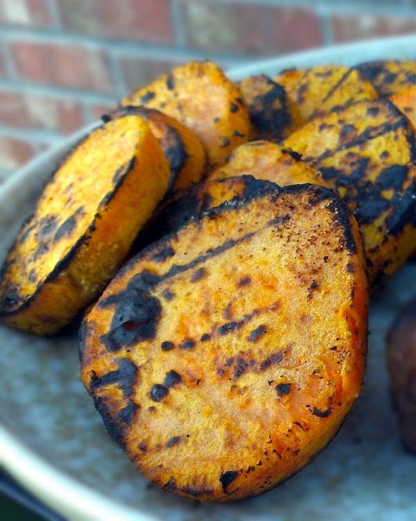 Grilled sweet potatoes seasoned with Tony Chachere's Original Creole Seasoning