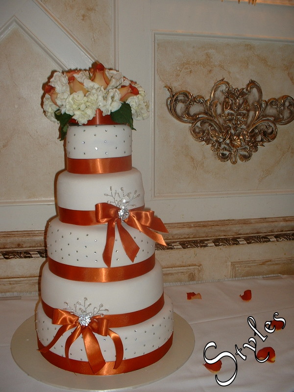 Orange and Bling Bling Wedding Cake Posted by Cakes by Styles at 711 PM