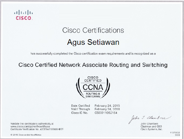 Contoh Sertifikat CCNA Cisco 2015