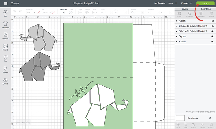 Elephant Baby Project in Cricut Design Space