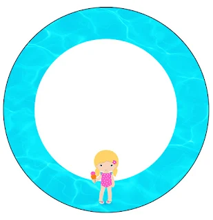 Blondie Girl Pool Party Toppers or Free Printable Candy Bar  Labels.