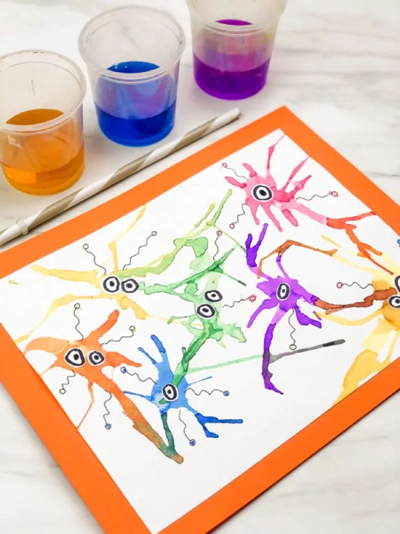 Germ blow painting for kids