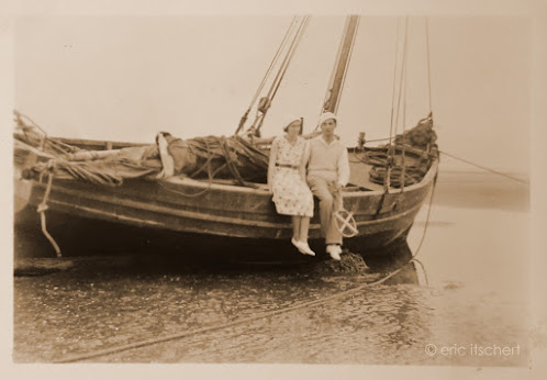 voilier de pêche, photo restaurée, photo argentique, bateau de pêcheur, années folles,