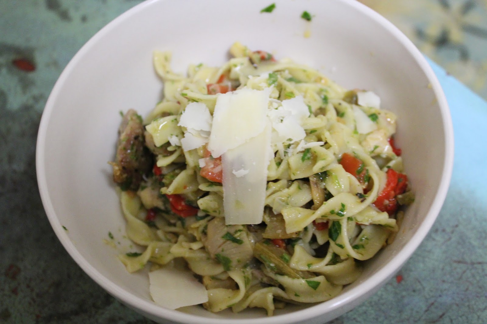 Arugula salsa verde pasta