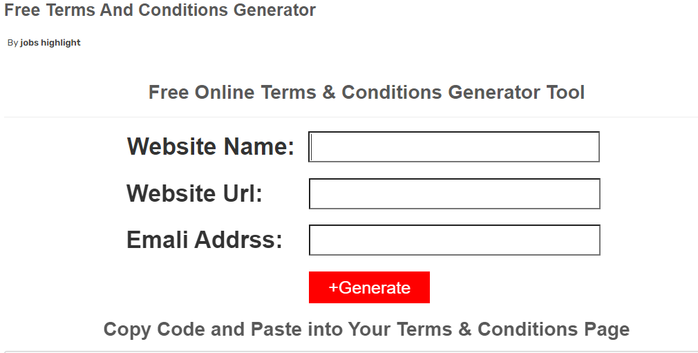 Terms and Conditions Generator