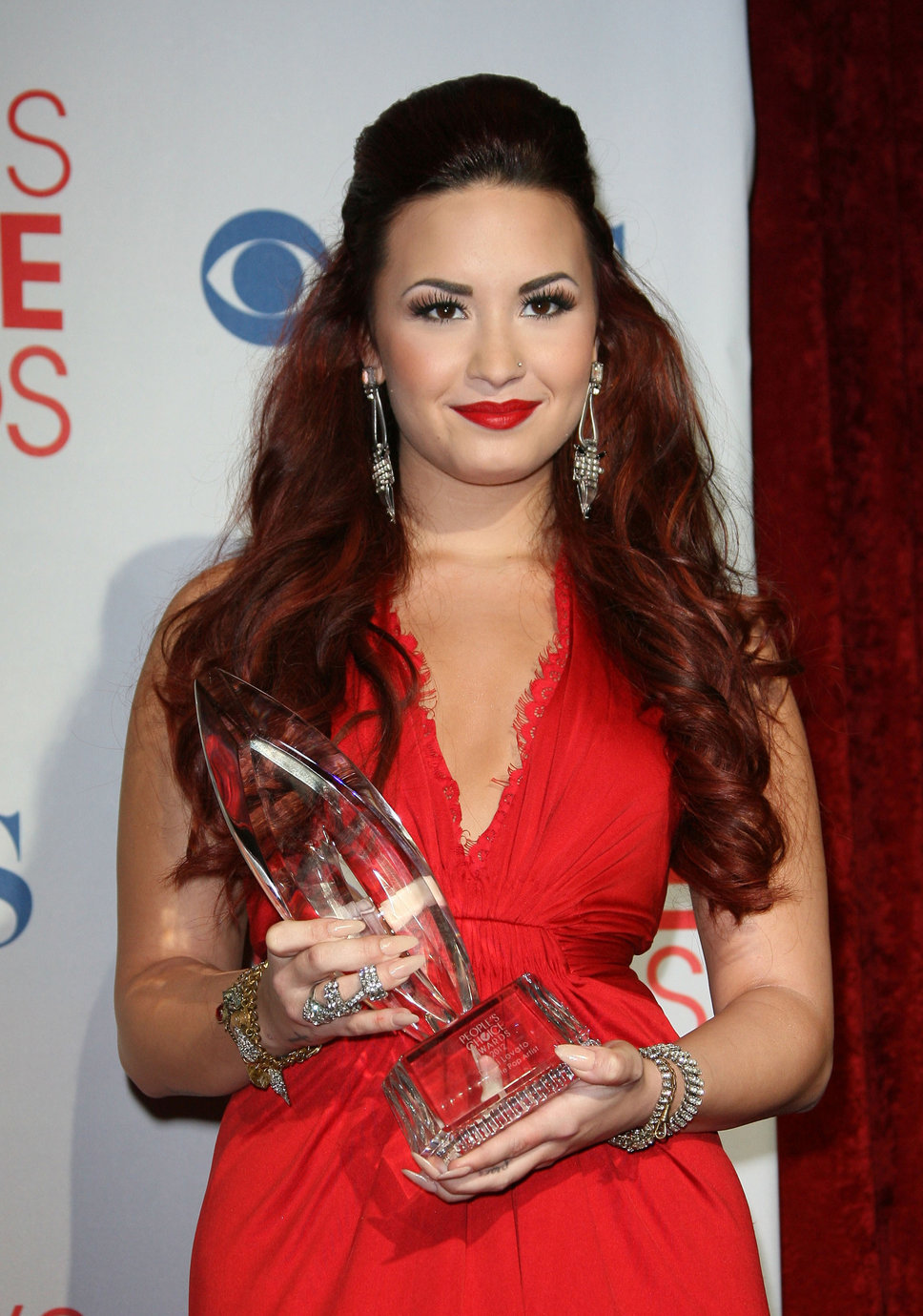 Demi Lovato Long Wavy Red Hairstyles