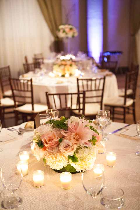 Cream and Coral Wedding Centerpieces