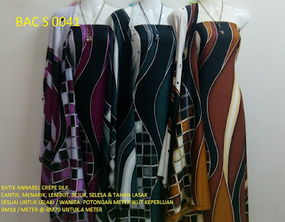 BAC S 0041:  BATIK ANNABEL CREPE SILK,  CANTIK, MENARIK, LEMBUT, SEJUK, SELESA, TAHAN LASAK