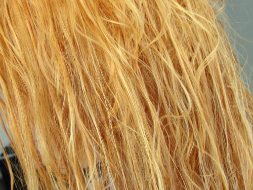 Nach der zweiten Blondierung waren die Haare komplett hell orange mit ...  width=