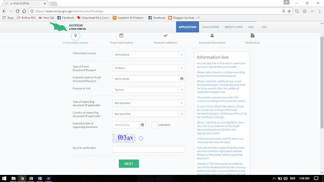 cara pengurusan e-visa georgia