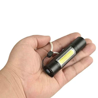 XPE+COB 2Lights 1000 Lumens 3Modes USB Rechargeable Brightness EDC LED Flashlight Torch Suit Brightness level hown - store