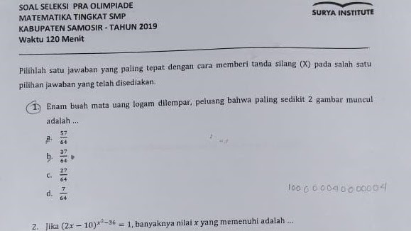 Soal Dan Pembahasan Pra Osk Matematika Smp 2019 Soal Surya