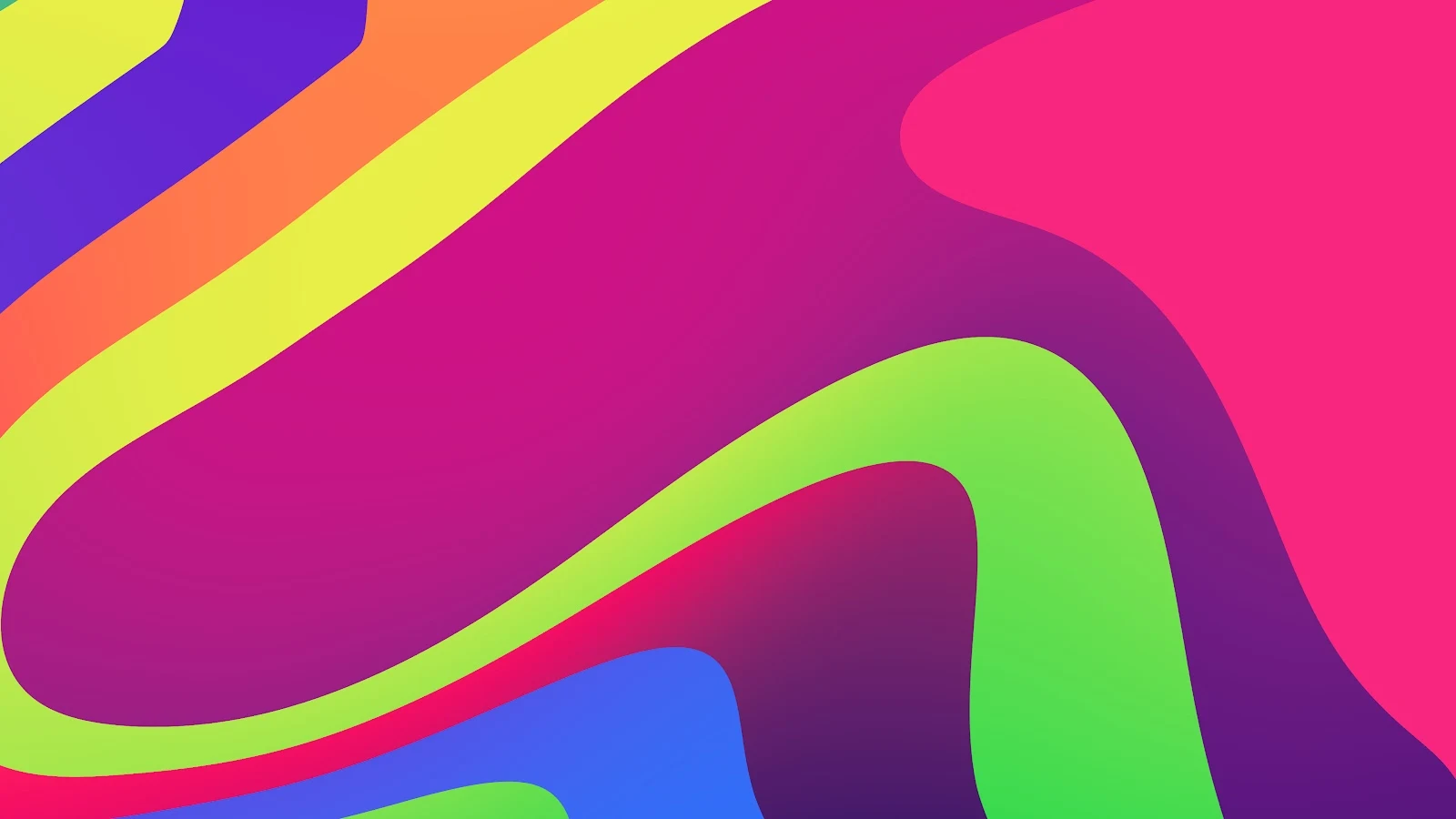 Vibrant abstract background with flowing curves in a rainbow of colors.