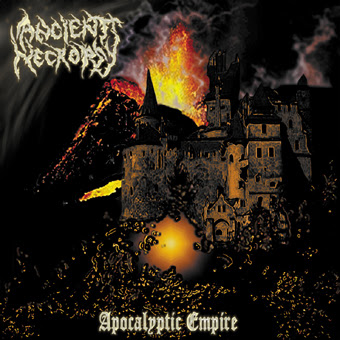 Ancient-Necropsy, cover art work, Apocalyptic Empire, Castle, volcano, Fire, mountain, Top colombian brutal death metal releases, Czech Republic