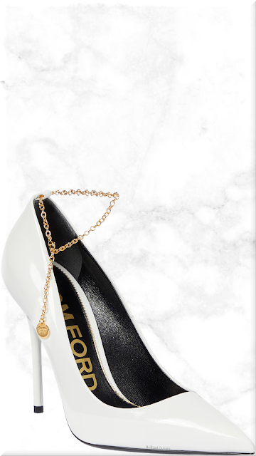 ♦Tom Ford white Chain patent leather pumps #brilliantluxury