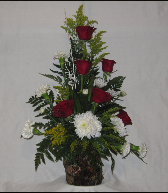 Rangkaian bunga krisan putih dan mawar merah Koleksi 