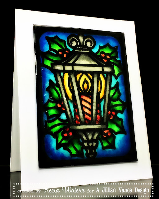 AJVD, Kecia Waters, Copic markers, Christmas, stained glass