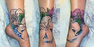 Flower ankle tattoos design for women