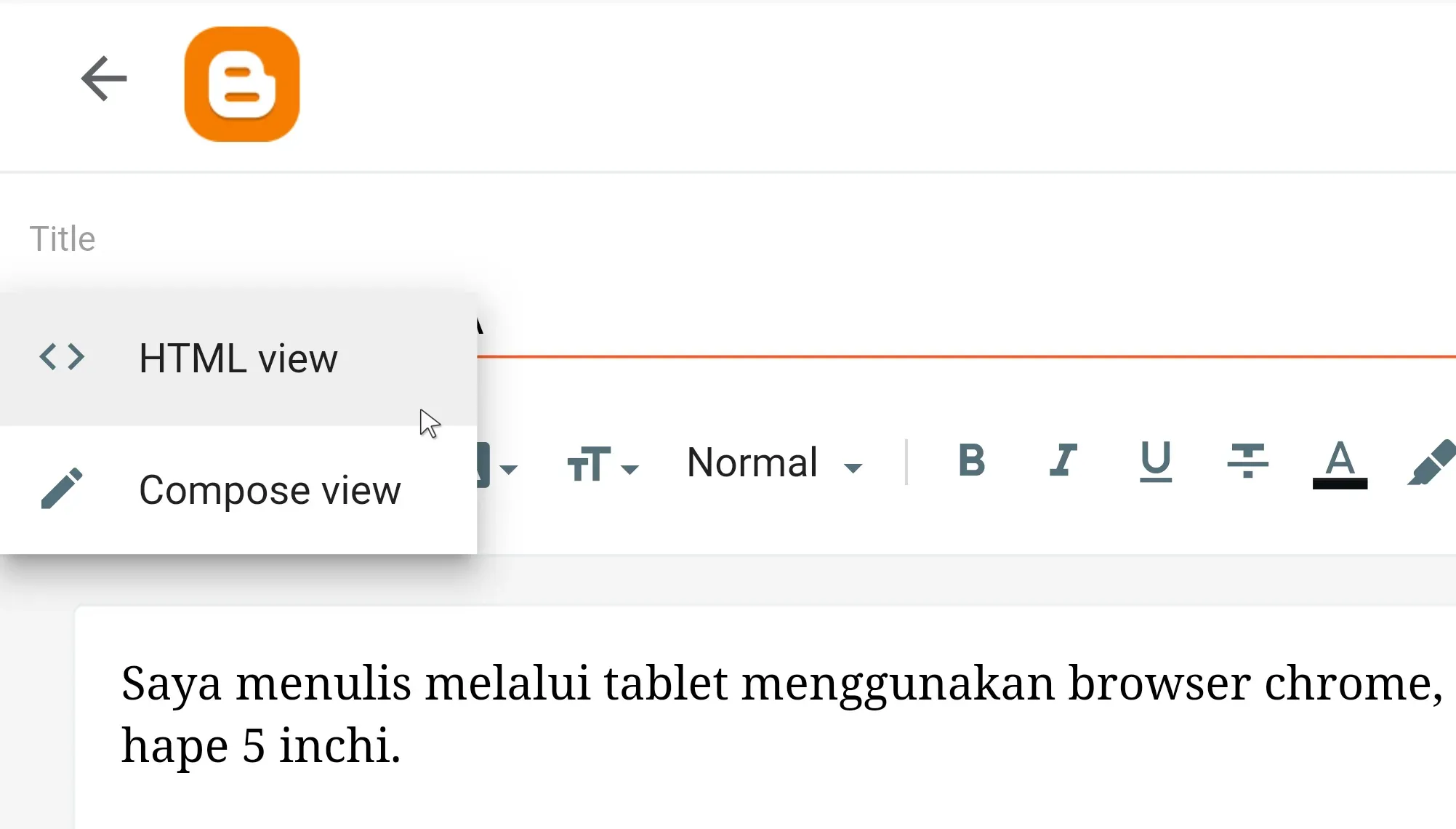 cara memilih penulisan HTML view