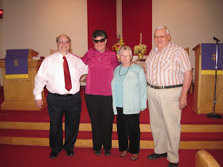 Laurel with Pastor Greg and the Polings at Bethel UMC, Van Wert, Ohio