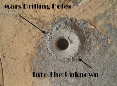 Drilling on Mars by the NASA Rover.