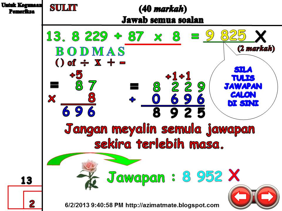 Soalan Matematik Jam Dan Waktu - Selangor v