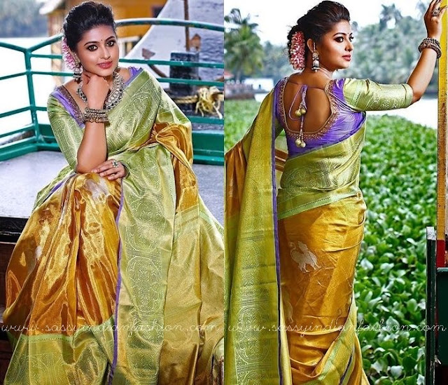 Sneha Mustard Light Green Sari