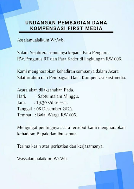 kompensasi tiang first media