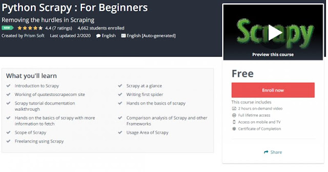 [100% Free] Python Scrapy : For Beginners