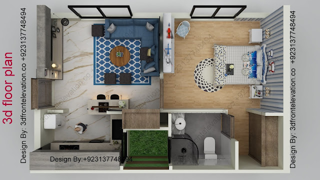 3d Architecture Floor Plan Layout interiors rendering with 3d Furniture Setting for Better Presentation