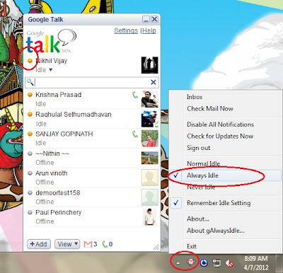 Make Gtalk Idle Always