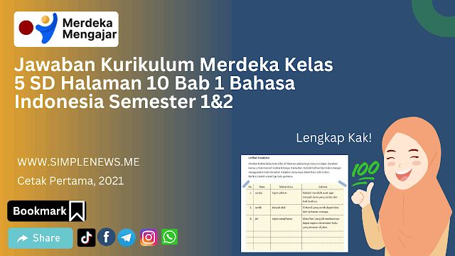 Jawaban Kurikulum Merdeka Kelas 5 SD Halaman 10 Bab 1 Bahasa Indonesia Semester 1&2 www.simplenews.me