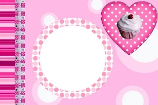 Pink Cupcakes Themed Party Free Printable Invitations, Labels or Cards.